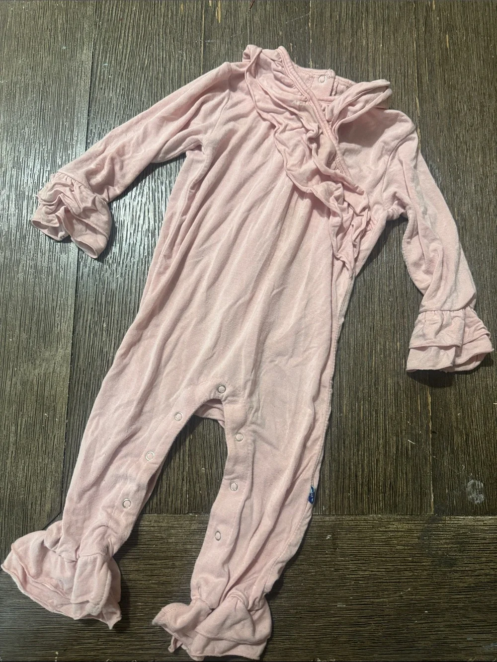 Kickee Pants Bamboo Ruffle Coverall Romper | Light Pink | 6-12 Months